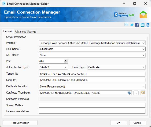 Email Connection Manager - Certificate Email Connection Manager - Certificate